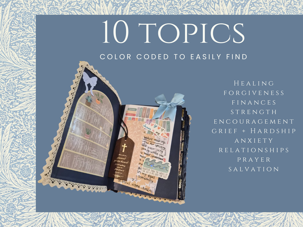 Women's CSB Blue and Gold Floral Design Loaded Study Bible with Navy and Gold Tabs