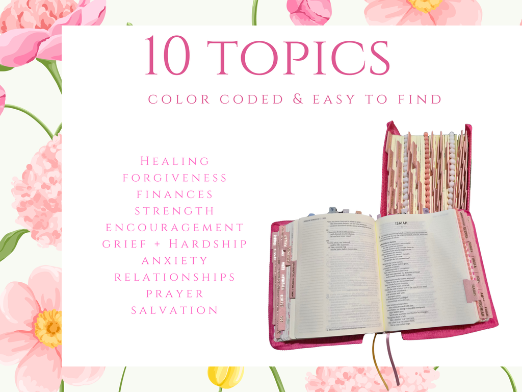 Women's NIV Large Print Journaling Bible - Loaded | Floral Soft Cover with Pink Tabs and Pompom Ribbon with Border