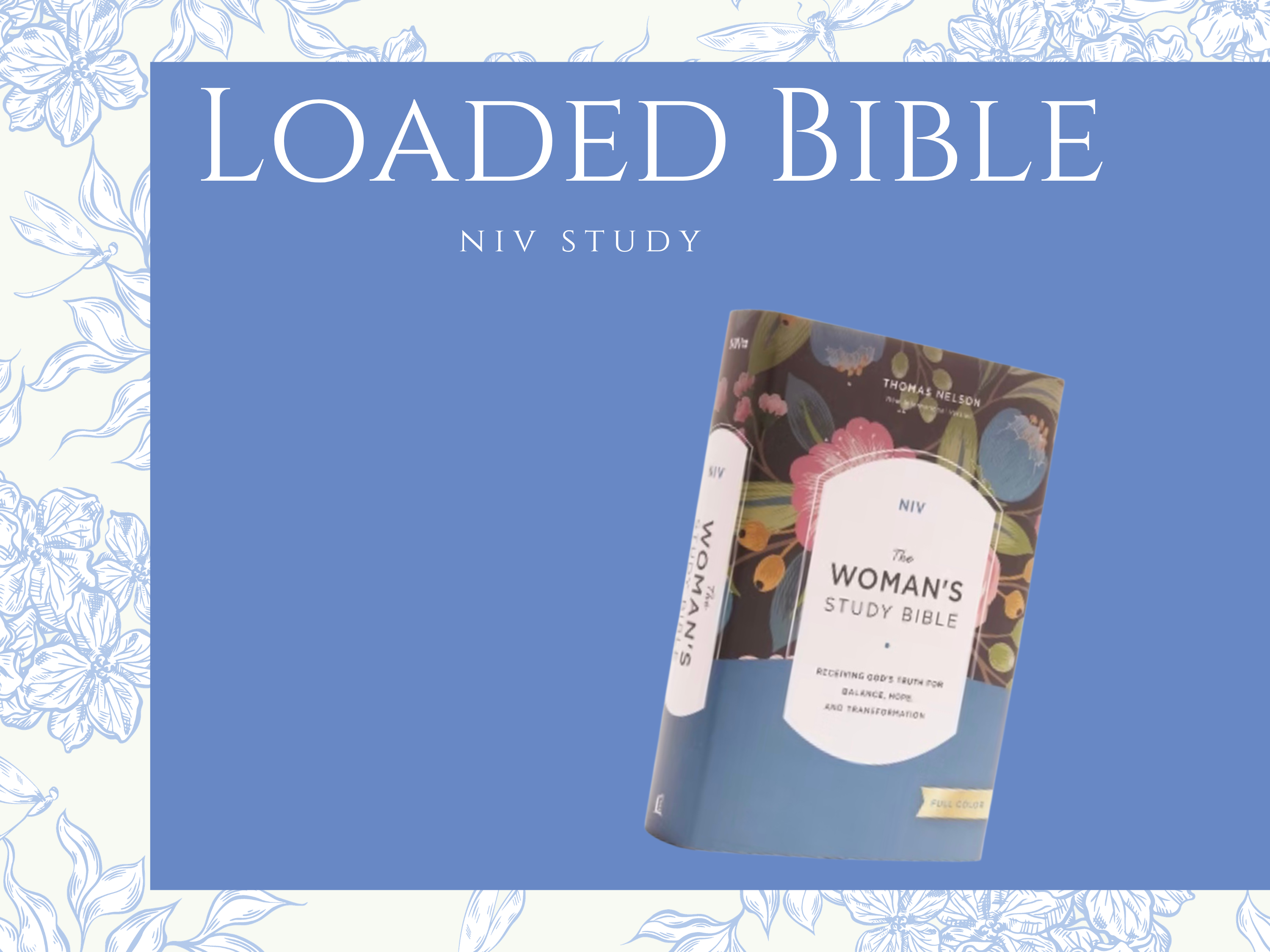 Women's NIV Study Bible - Loaded | Floral Hard Cover with Pink Tabs and Pompom Ribbon