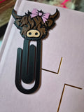 Pink Bow Highland Cow Jumbo Paperclip | Western Theme Stationary