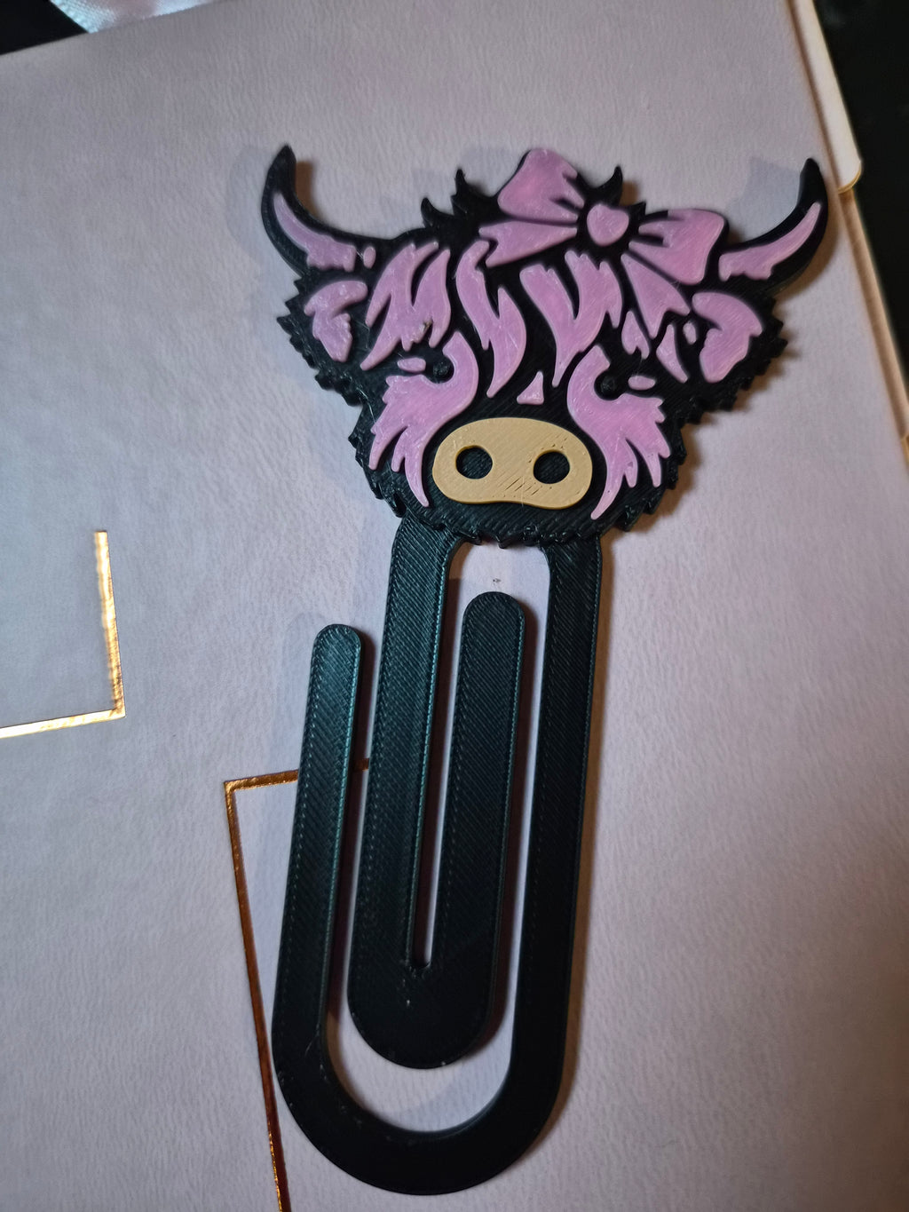 All Pink Highland Cow Jumbo Paperclip | Western Theme Stationary