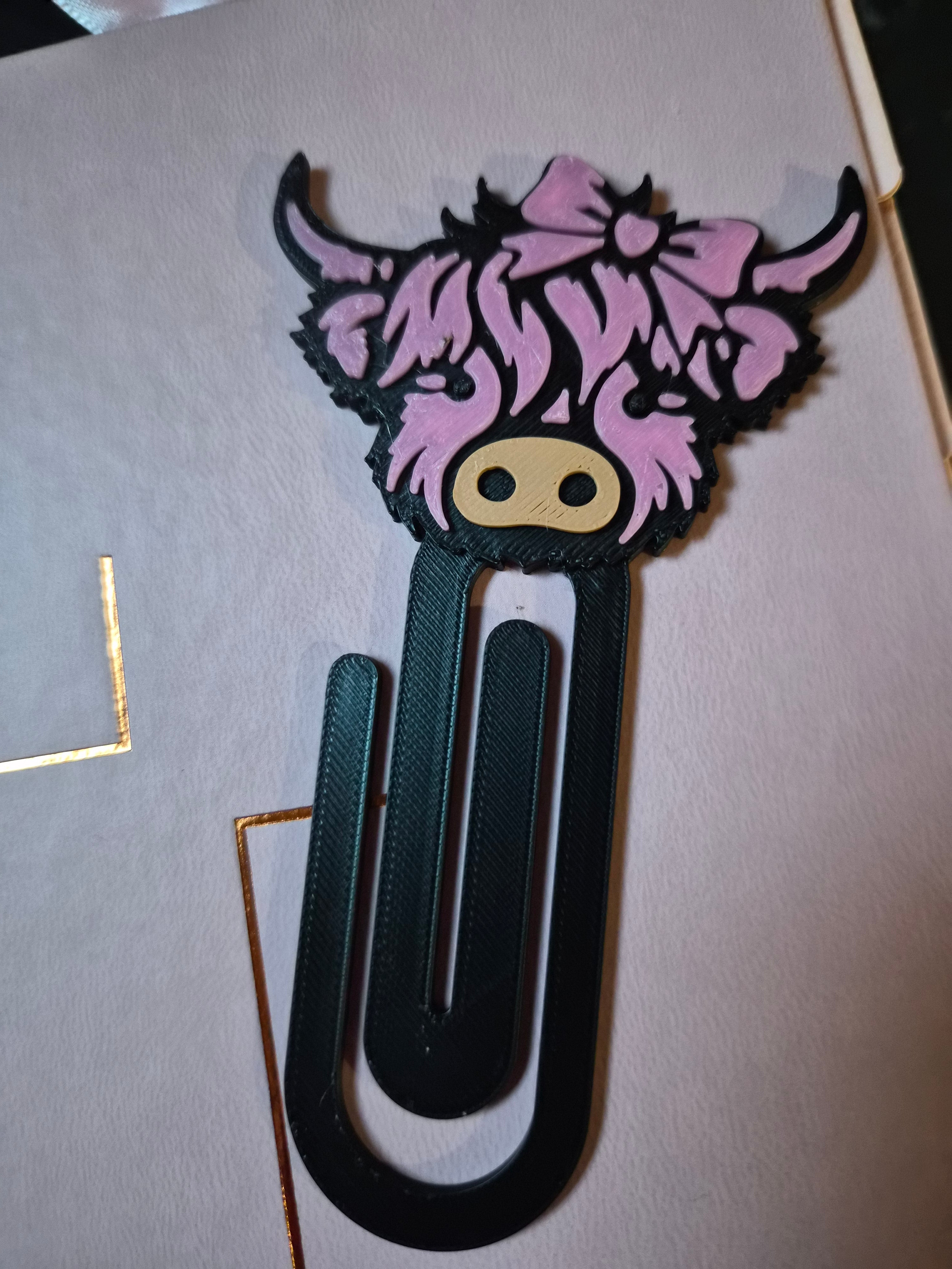 All Pink Highland Cow Jumbo Paperclip | Western Theme Stationary