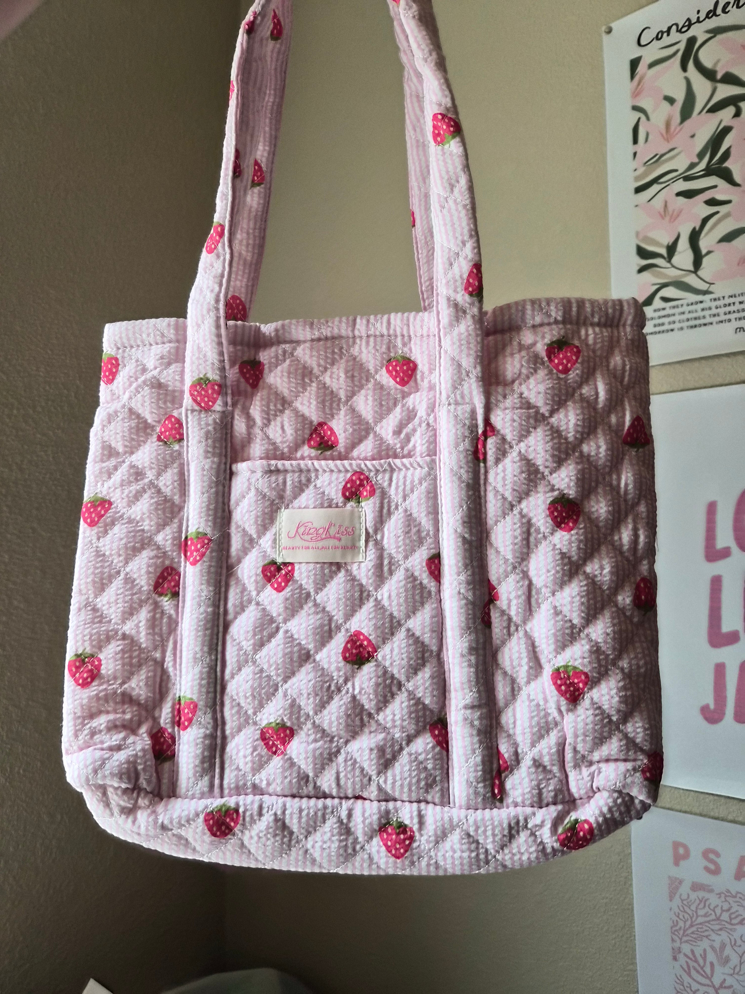 Pink Striped Strawberry Bible Bag