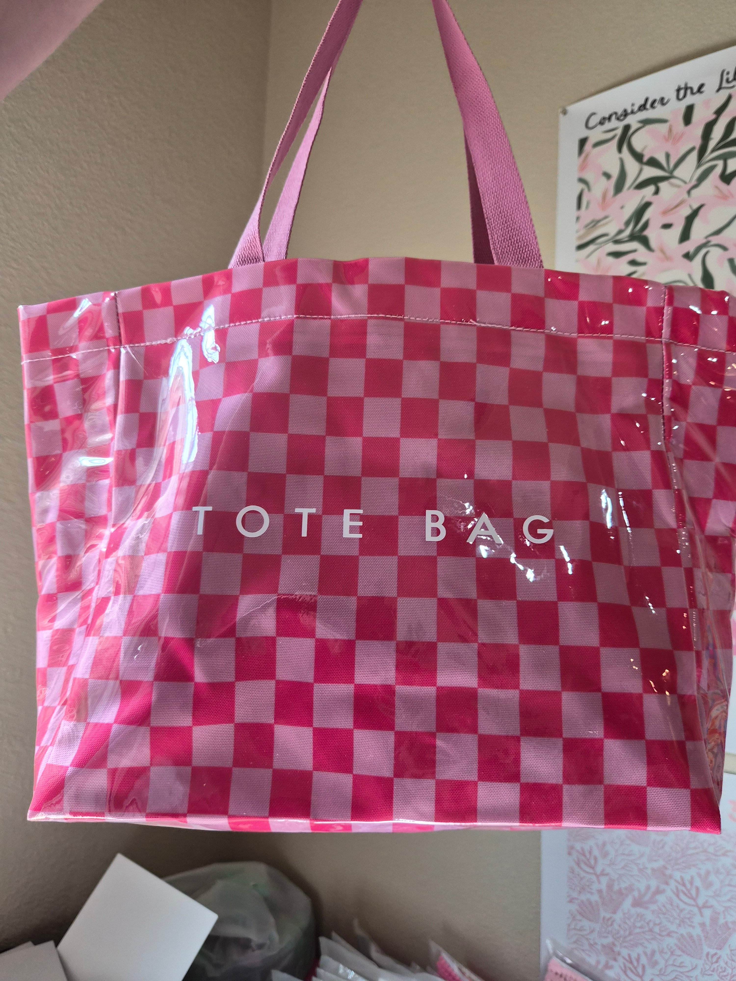 Pink Checkered Tote Bible Bag with Matching Inside Bag