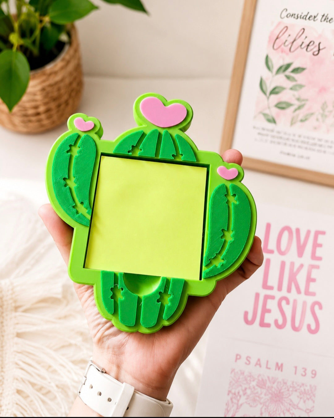 Sticky Note Holder | Cactus Hearts
