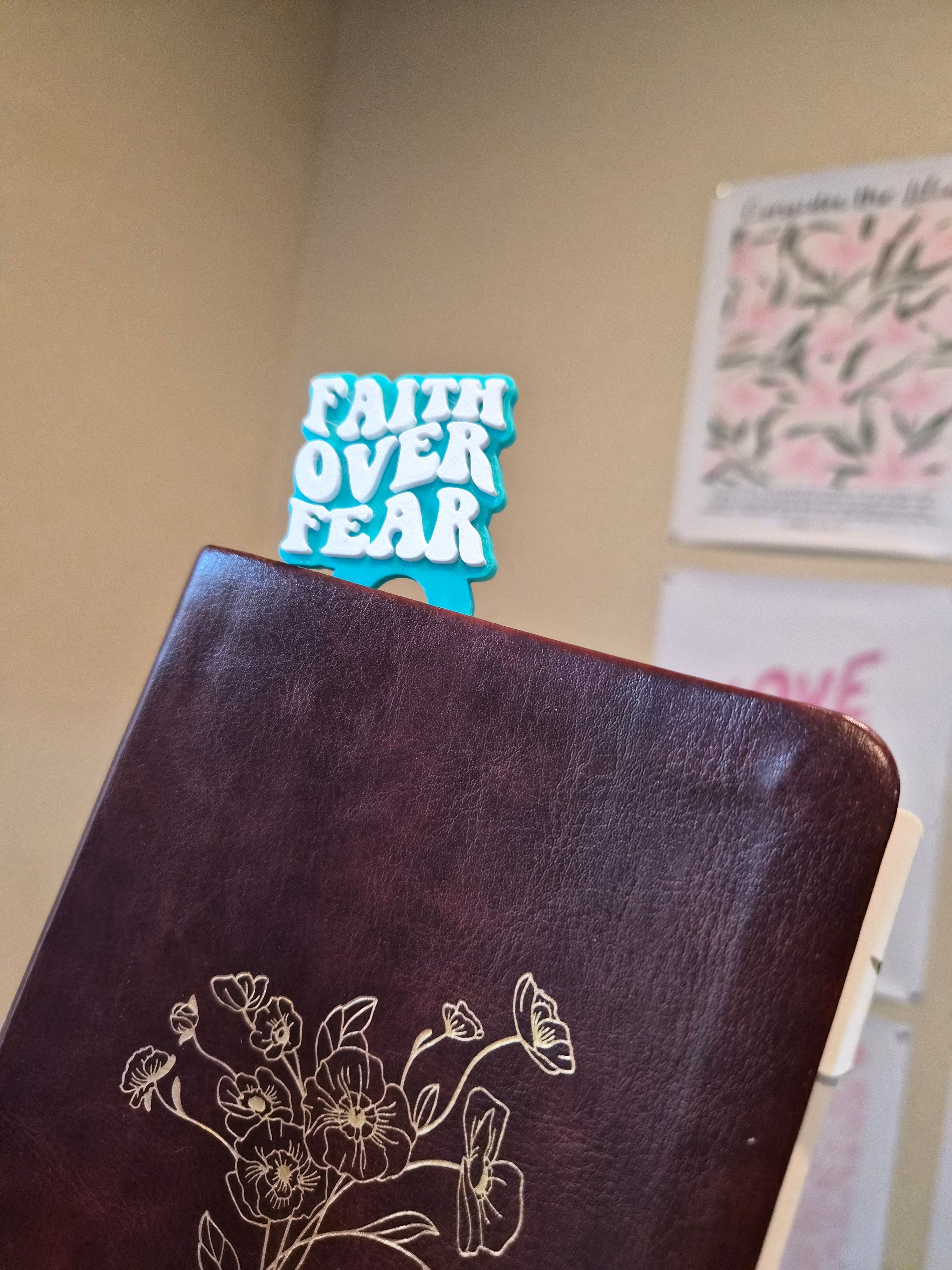 Turquoise Faith Over Fear Jumbo Paperclip | Faith Theme Stationary