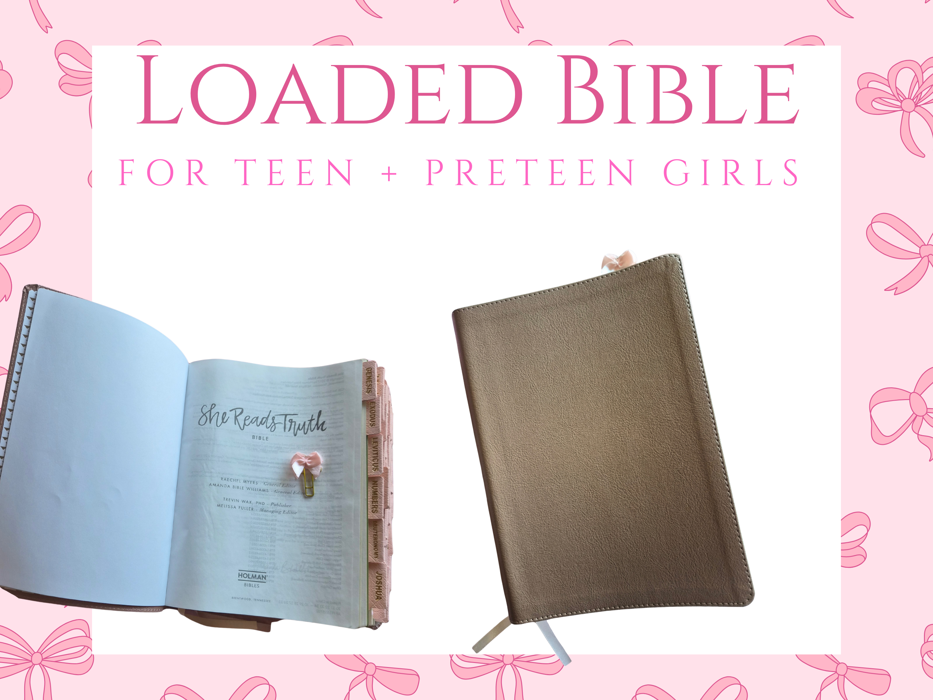 She Reads Truth Loaded Bible for Teen + Preteen Girls | CSB | Rose Gold | With Tabs and PomPom Ribbon