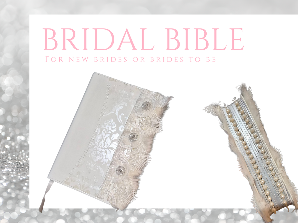 Women's Compact Bridal Bible | CSB | With pearls and Lace | Bridal Gift
