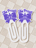 Paperclips - Pack of 2.| She Prays | Cross and Bow | Purple