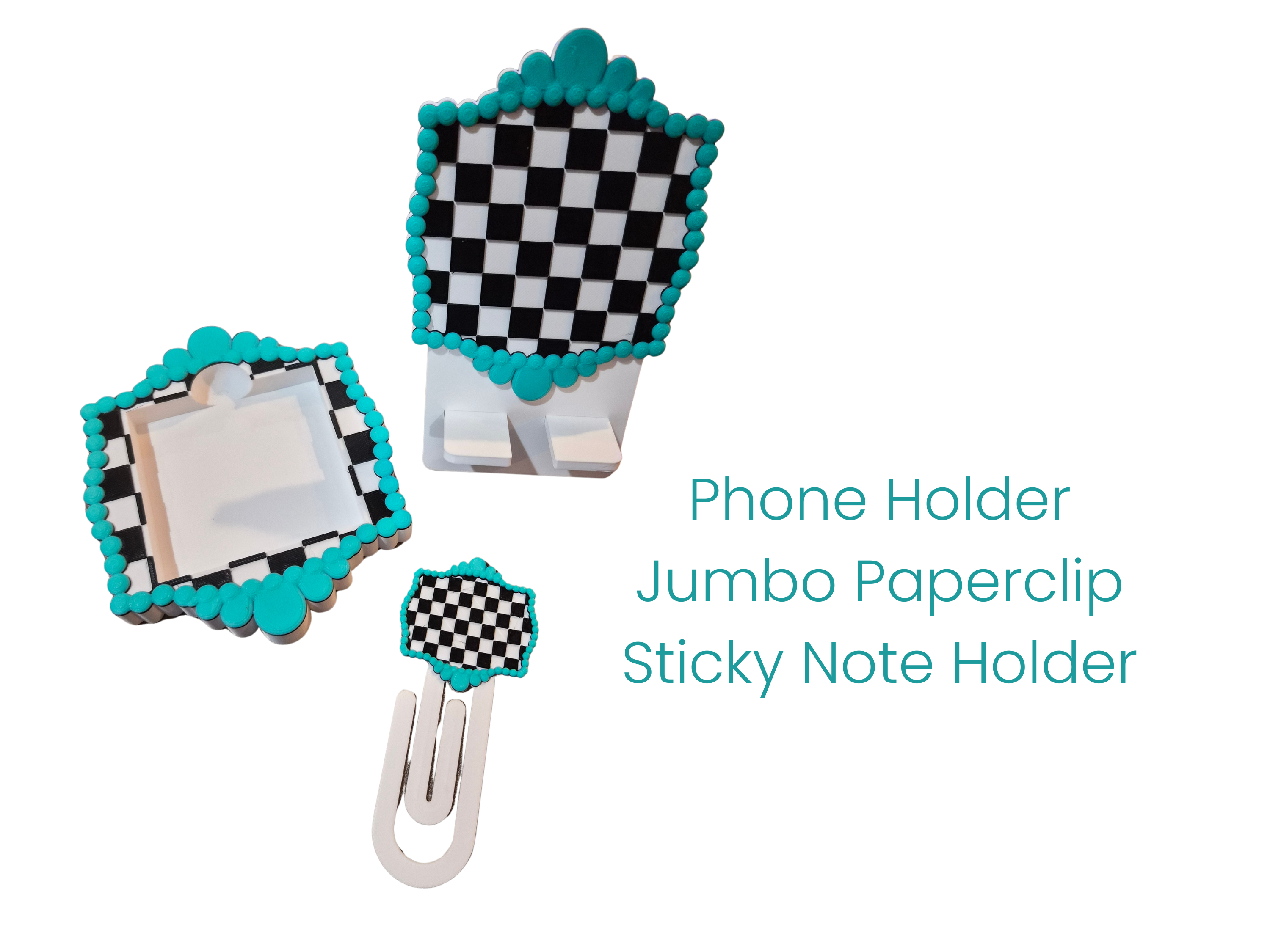 Turquoise checkered Stationary Set