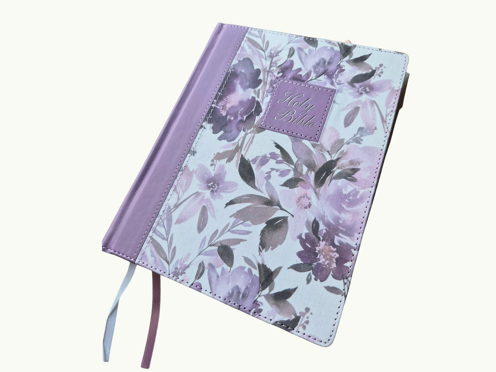 Purple Floral Loaded Journaling Bible | KJV | Tabs and PomPom Ribbon