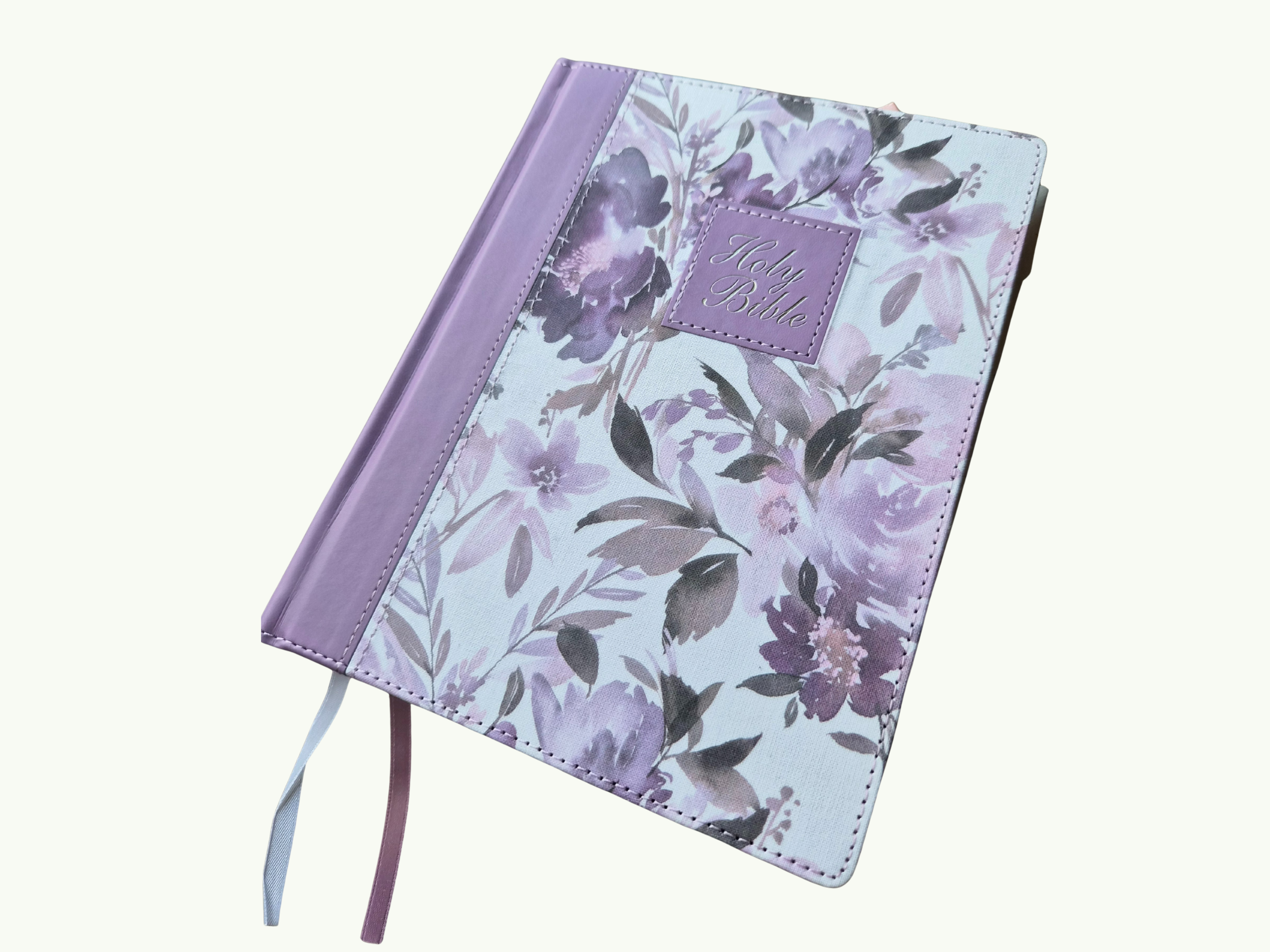 Purple Floral Loaded Journaling Bible | KJV | Tabs and PomPom Ribbon