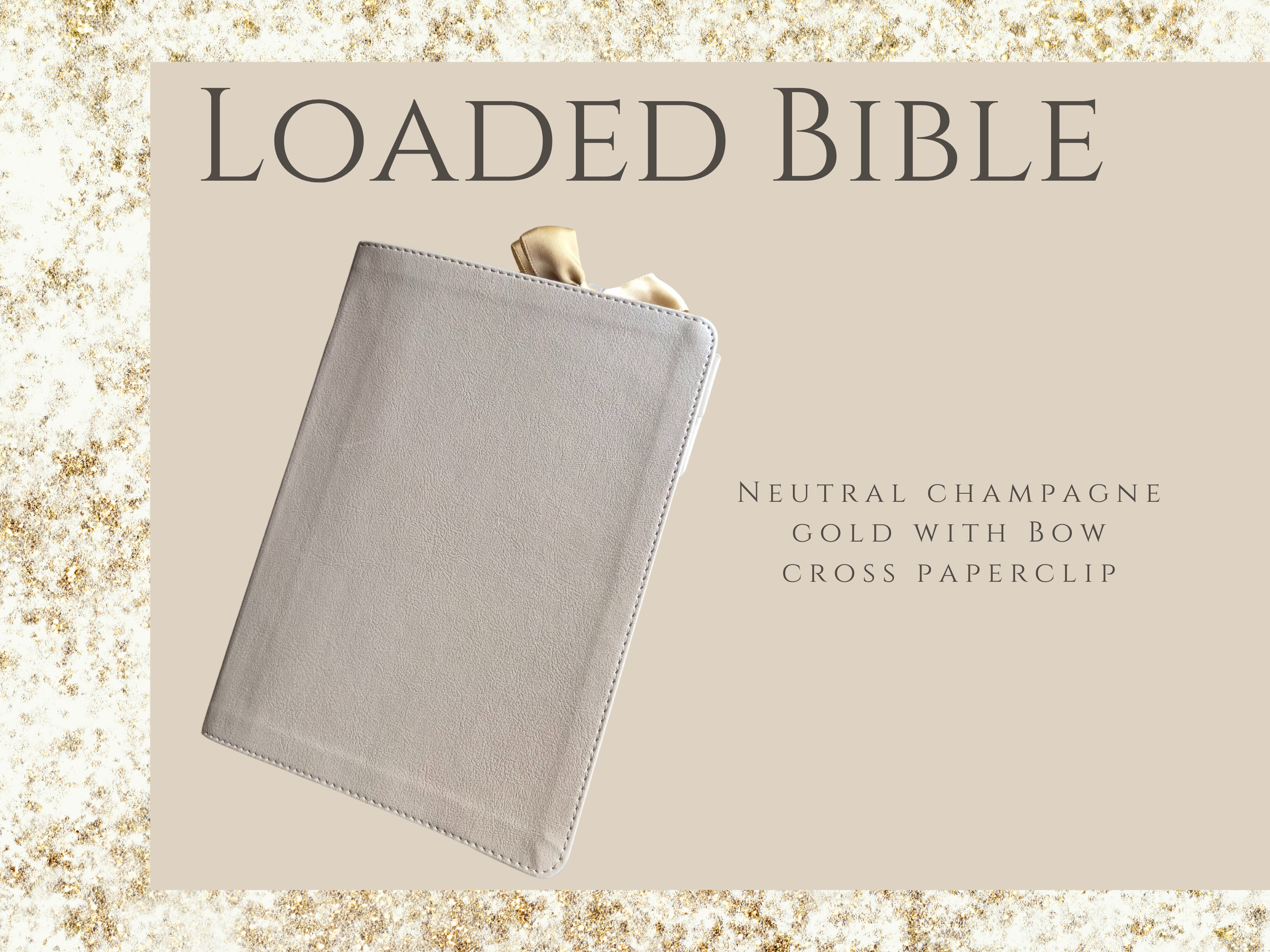She Reads Truth Loaded Journaling Bible | CSB | Champagne Gold with hand-placed Beige and Gold Tabs and Golden Bow Cross Paperclip